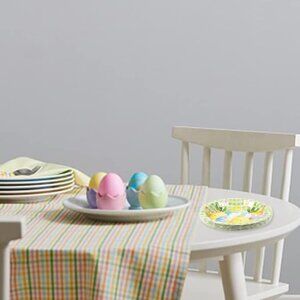 🐇🥕POTTERY BARN KIDS Happy Easter Pastel Plaid Table Runner 17" x 70" 🐇🥕
